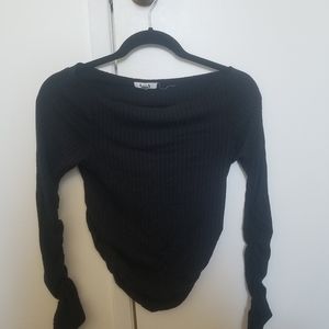 LNA Ribbed/Ruched Long Sleeve Shirt